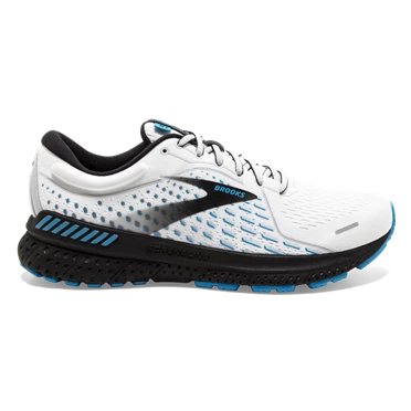 Chaussures Running Route Brooks Adrenaline GTS 21 Homme Blanche / Grise / Bleu | HDQG-69147