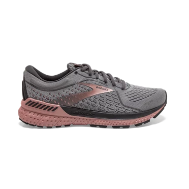 Chaussures Running Route Brooks Adrenaline GTS 21 Femme Grise / Noir / Rose Doré | MXQB-20941