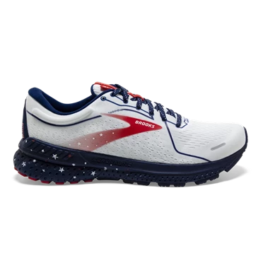 Chaussures Running Route Brooks Adrenaline GTS 21 Homme Blanche / Bleu / Rouge | MYSL-96074