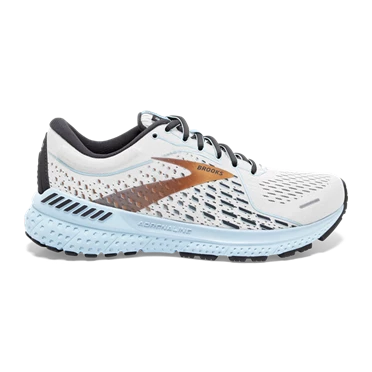 Chaussures Running Route Brooks Adrenaline GTS 21 Femme Blanche / Bleu Clair | MYUO-27349