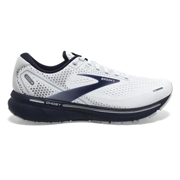 Chaussures Running Route Brooks Ghost 14 Homme Blanche / Grise / Bleu Marine | IUJF-15472