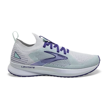 Chaussures Running Route Brooks Levitate StealthFit 5 Femme Blanche / Bleu Marine Bleu | FUYO-17208