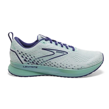 Chaussures Running Route Brooks Levitate 5 Femme Blanche / Bleu Marine Bleu | RSQA-91368