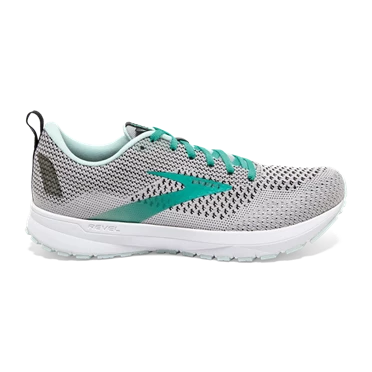 Chaussures Running Route Brooks Revel 4 Femme Grise / Turquoise Clair / Noir | CYOU-87159