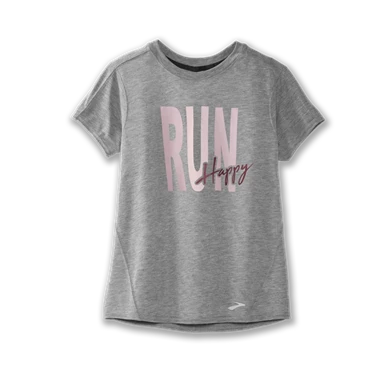 Haut Running Brooks Distance Graphic Femme Grise | RHYW-52049