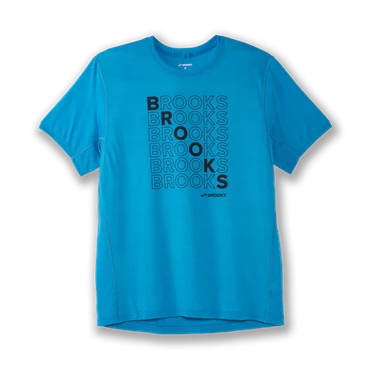 Haut Running Brooks Distance Graphic Homme Bleu | BAHN-12853