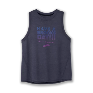 Haut Running Brooks Distance Graphic Tank Femme Bleu Marine | HWVM-94871