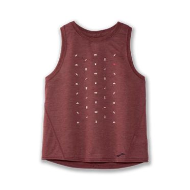 Haut Running Brooks Distance Graphic Tank Femme Marron | VAJS-59206