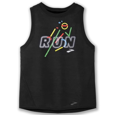 Haut Running Brooks Distance Graphic Tank Femme Noir | YOAW-12637