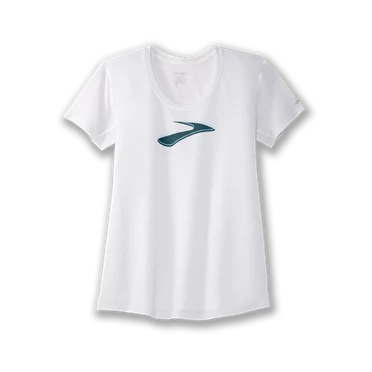 Haut Running Brooks Distance Graphic Tee Femme Blanche | YDWG-26097